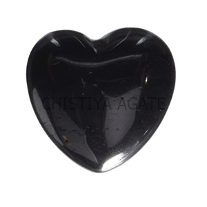 Black Agate Puff Heart