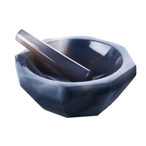 Footed-Agate-Mortar-Pestle